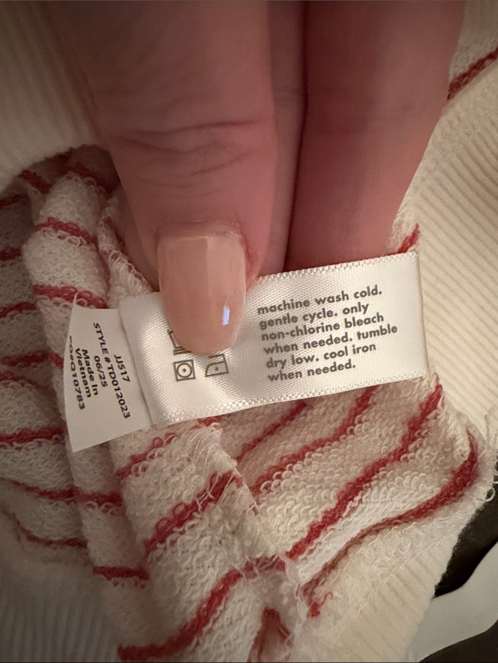 Three Dots Pink and White Striped Half-Zip Sweatshirt - Picture 8 of 9